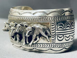 Pack Of Wolves Detailed Native American Navajo Sterling Silver Bracelet-Nativo Arts