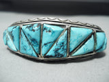 Incredible Vintage Native American Navajo Triangular Turquoise Inlay Sterling Silver Bracelet-Nativo Arts