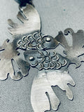 Huge Swimming Fish Native American Navajo Sterling Silver Hand Tooled Pendant-Nativo Arts