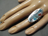 Important Harlan Coonsis Blue Turquoise Blujay Sterling Silver Native American Zuni Ring-Nativo Arts