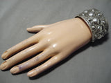 Fascinating Navajo Sterling Silver Bracelet Button Native American-Nativo Arts