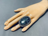 One Of The Finest Vintage Native American Navajo Spiderweb Turquoise Sterling Silver Ring-Nativo Arts