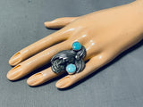 Awesome San Felipe Kingman Turquoise Sterling Silver Bear Ring-Nativo Arts