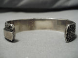 Quality!! Vintage Native American Navajo Turquoise Inlay Sterling Silver Heavy Bracelet Old-Nativo Arts