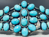 Rare Domed Ocean Turquoise Vintage Native American Navajo Sterling Silver Bracelet-Nativo Arts