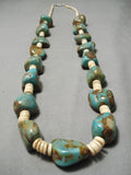 Native American Heavy Chunky 250 Gram Vintage Santo Domingo Turquoise Sterling Silver Necklace-Nativo Arts