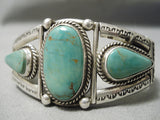 Museum Vintage Native American Navajo 3 Stone Royston Turquoise Sterling Silver Bracelet-Nativo Arts