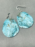 Native American Fabulous Santo Domingo Large Turquoise Slab Sterling Silver Earrings-Nativo Arts
