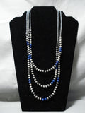 Rare Vintage Native American Navajo Wrap Around Sterling Silver Lapis Necklace-Nativo Arts