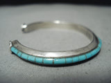 Flower Edge Vintage Native American Navajo Signed Turquoise Heishi Sterling Silver Bracelet-Nativo Arts