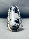 Remarkable Native American Navajo White Buffalo Turquoise Sterling Silver Ring-Nativo Arts