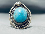 Amazing Vintage Native American Navajo Easter Blue Turquoise Sterling Silver Ring-Nativo Arts