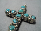 Exceptional Vintage Native American Navajo Cross Pendant Turquoise Sterling Silver Pendant-Nativo Arts