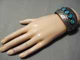 Advanced Workmanship!! Vintage Native American Navajo Turquoise Sterling Silver Bracelet Old-Nativo Arts