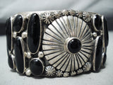 Nost Unqiue Vintage Tommy Moore Vintage Native American Navajo Onyx Sterling Silver Bracelet-Nativo Arts