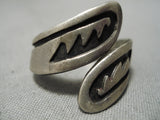 Rare Earlier Vintage Native American Navajo Hopi Swirling Geometric Sterling Silver Ring Old-Nativo Arts