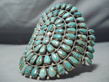 Colossal Native American Navajo Green Turquoise Cluster Sterling Silver Bracelet-Nativo Arts