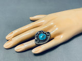 Tremendous Vintage Native American Navajo Kingman Turquoise Sterling Silver Ring-Nativo Arts