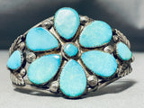 Marvelous Vintage Native American Zuni 9 Blue Gem Turquoise Sterling Silver Bracelet-Nativo Arts