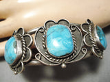 Superlative Vintage Native American Navajo Blue Diamond Turquoise Sterling Silver Bracelet Old-Nativo Arts