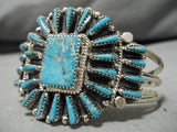 Rare Vintage Native American Navajo Teardrop Turquoise Sterling Silver Bracelet Cuff-Nativo Arts
