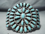 Larry Moses Begay Vintage Native American Navajo Turquoise Cluster Sterling Silver Bracelet-Nativo Arts