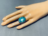 Beautiful Vintage Native American Navajo Blue Green Turquoise Sterling Silver Ring-Nativo Arts