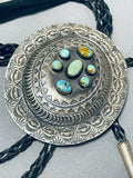 Tremendous Vintage Native American Navajo Turquoise Sterling Silver Bolo-Nativo Arts