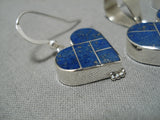 Exquisite Vintage Native American Navajo Inlay Lapis Sterling Silver Earrings Pendant-Nativo Arts