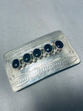 Unique Vintage Native American Navajo Black Onyx Sterling Silver Buckle-Nativo Arts