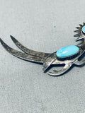 Wonderful Vintage Native American Navajo Sleeping Beauty Turquoise Sterling Silver Pin-Nativo Arts