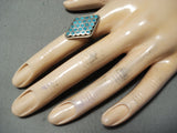 Early Museum Vintage Native American Zuni Turquoise Snake Eyes Sterling Silver Ring Old-Nativo Arts