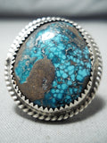 Rare Turquoise Vintage Native American Navajo Spiderweb Turquoise Sterling Silver Ring Old-Nativo Arts