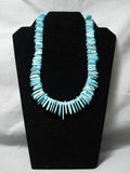 Opulent Vintage Native American Navajo Rectangle Turquoise Heishi Sterling Silver Necklace-Nativo Arts