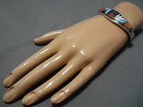 Vintage Native American Navajo Turquoise Raised Inlay Patrick Lincoln Sterling Silver Bracelet-Nativo Arts