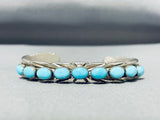 Rare Vintage Native American Navajo Signed 9 Sleeping Beauty Turquoise Sterling Silver Bracelet-Nativo Arts