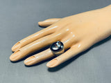 Fascinating Native American Navajo Inlay Onyx Opal Turquoise Sterling Silver Ring-Nativo Arts