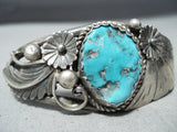 Larry Begay Vintage Native American Navajo Morenci Turquoise Sterling Silver Bracelet Old-Nativo Arts