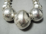 One Of The Biggest Ever Vintage Native American Navajo Sterling Silver Bead Necklace-Nativo Arts