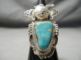Tremendous Vintage Native American Navajo Kachina Turquoise Sterling Silver Ring-Nativo Arts