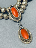 Best Vintage Native American Navajo Coral Sterling Silver Choker Necklace-Nativo Arts