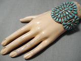 Exceptional Vintage Native American Navajo Turquoise Cluster Sterling Silver Bracelet-Nativo Arts