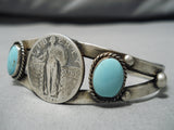 Incredible Coin And Sterling Silver Turquoise Bracelet-Nativo Arts
