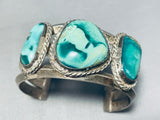 Very Rare Aquastone Vintage Native American Navajo Sterling Silver Bracelet Cuff-Nativo Arts