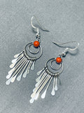 Stunning Native American Navajo Coral Sterling Silver Earrings-Nativo Arts