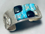 Native American Heavy Snake Vintage Navajo Turquoise Sterling Silver Bracelet-Nativo Arts