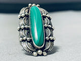 Spectacular Vintage Native American Navajo Malachite Sterling Silver Ring-Nativo Arts