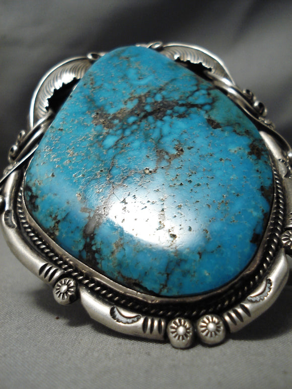 One Of Biggest Best Vintage Native American Navajo Morenci Turquoise Sterling Silver Bracelet-Nativo Arts