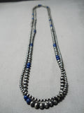 Rare Vintage Native American Navajo Wrap Around Sterling Silver Lapis Necklace-Nativo Arts