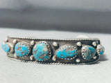 Bisbee Turquoise Vintage Native American Navajo Sterling Silver Rope Bracelet Old-Nativo Arts